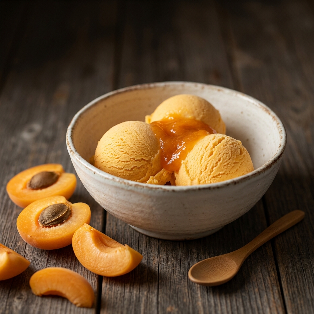 Apricot ice cream made with Egyptian apricot puree