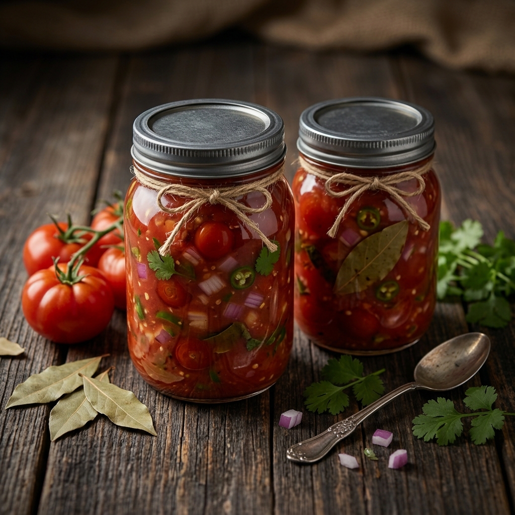 Canned vegetables in tomato sauce made with cold break tomato paste