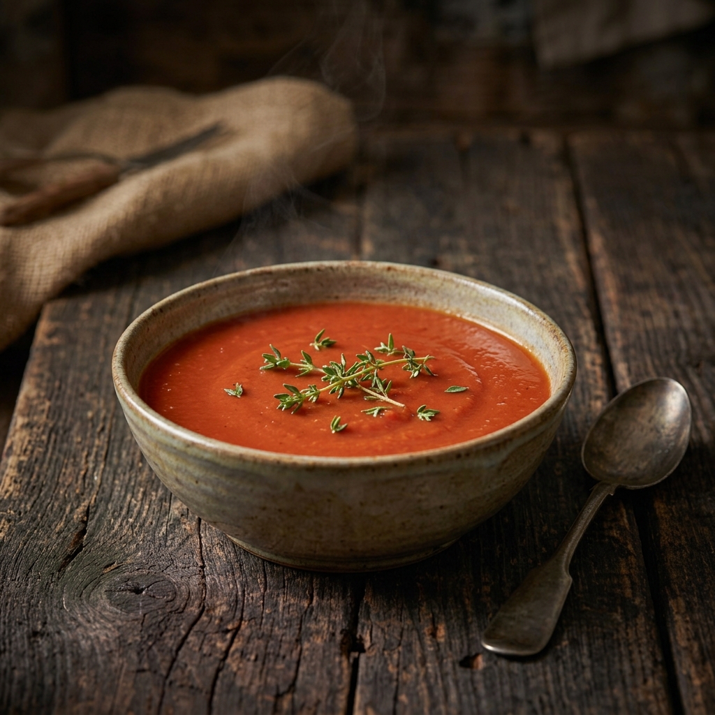 Tomato soup made with Egyptian cold break tomato paste