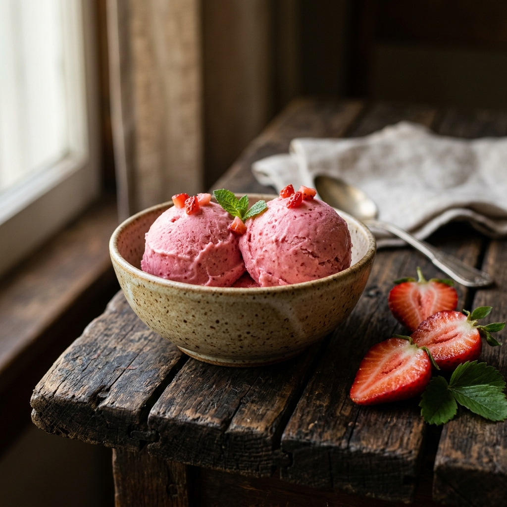 Strawberry ice cream made with Egyptian strawberry puree