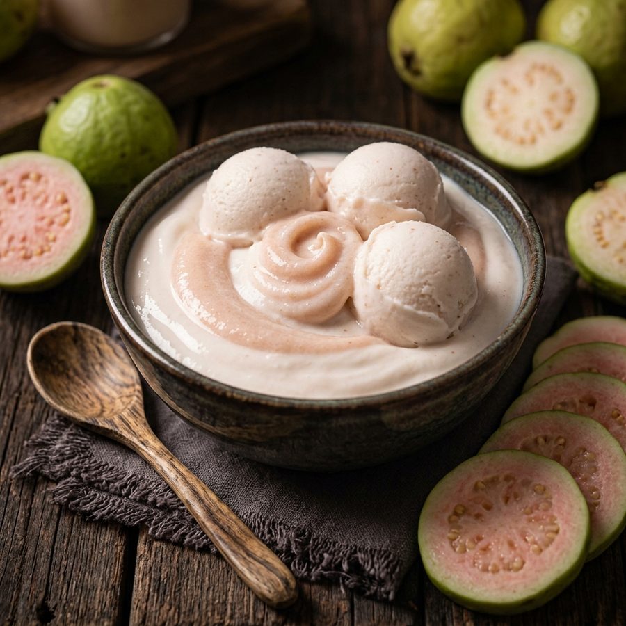 Guava ice cream made with Egyptian guava puree