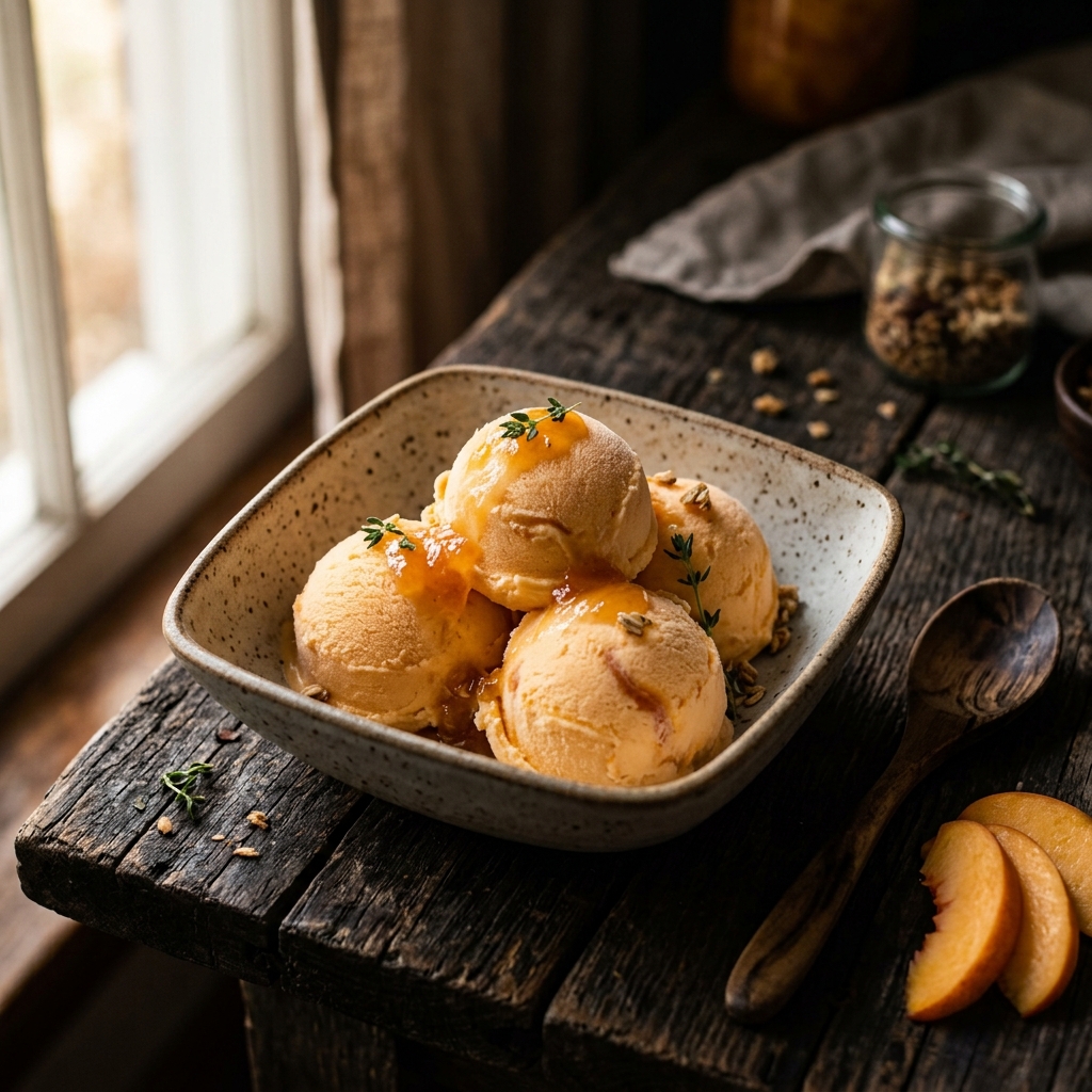 Peach ice cream made with Egyptian peach puree